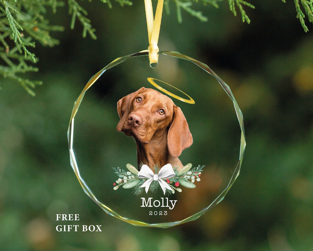 Personalized Dog Memorial Christmas Ornament Angel Wing Photo Keepsake