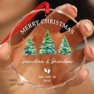 Personalized Grandma and Grandpa See You In 2025 - Grandparents Merry Christmas Ornament - Baby Announcement