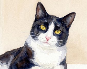 Ritratto personalizzato di gatto/animale domestico 100% fatto a mano Quadro ad acquerello Regalo Gatto Acquerello dipinto da foto Cane fatto a mano