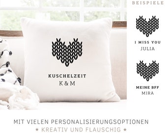 Baumwollkissen I Herz I Spruch personalisierbar I Geschenk I Fernbeziehung I Beste Freunde I Lieblingsmensch I Eltern I Großeltern I Deko