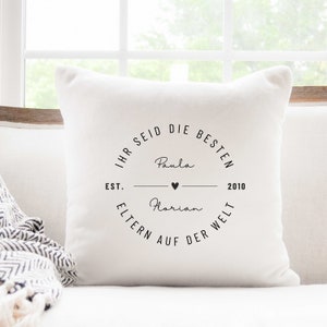 Almohada de algodón Los mejores padres personalizables nombre diciendo almohada familiar regalo cumpleaños Navidad niños hija hijo