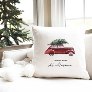 Baumwollkissen I Driving home for christmas I Weihnachtsmotiv I Tannenbaum I Cozy Home I Dekokissen I Weihnachten I Winter I Nikolaus I Deko