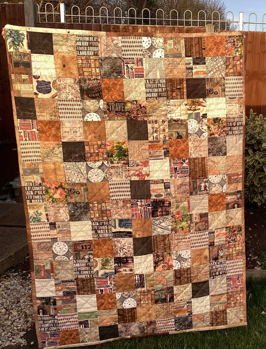 Hand Stitched Patchwork Quilt /blanket Free Spirit/tim Holtz Etsy