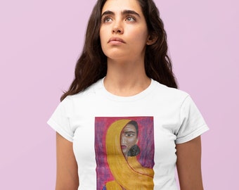 Camiseta Unisex de Algodón Orgánico | Camiseta de Arte retrato de mujer | India Femmes du Monde