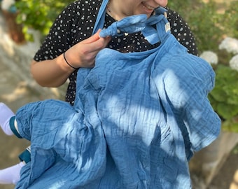 Set di copri-allattamento in mussola biologica: copri-allattamento leggero, grembiule per l'allattamento, regalo per baby shower, copri-passeggino, regalo per neomamme
