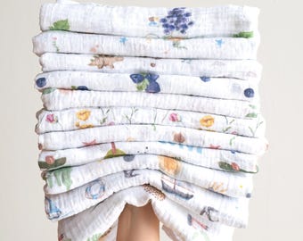 Organic Muslin Baby Swaddle Blanket – Lightweight Cotton Wrap (47x47 inch), Muslin Baby  Blanket – Flower design muslin Gift for baby girl