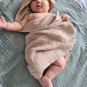 Hooded Blanket/  Cotton Gauze Towel for Baby /Hooded BathTowel / Baby shower gift ideas/Youth hooded towel / Organic cotton/ Cotton Muslin