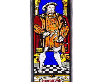 Henry VIII Hand Painted Stained Glass Window Panel by Winged Heart