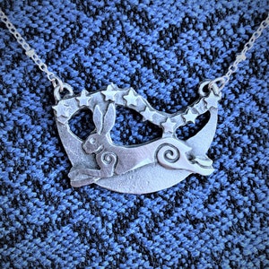 Hare, Moon and Stars pewter pendant