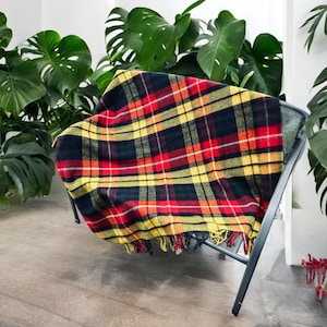 Scottish Buchanan Tartan thick pure new wool throw, Made in the UK