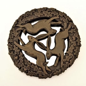 Bronze Triple Hare Wall Plaque/Mirror