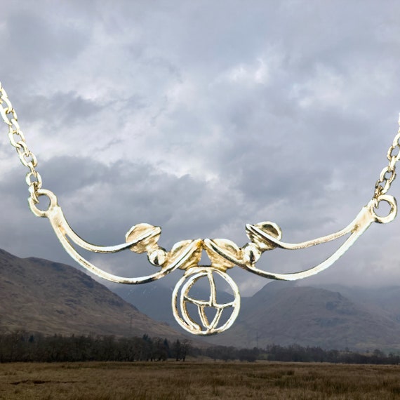 Argento Sterling Con Ametista & Charles Rennie Mackintosh Pendente Collana Con Catena 366401