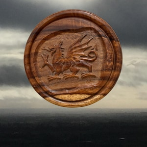 Welsh Dragon handgesneden houten plaquette, vintage