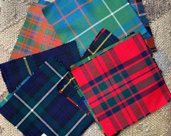 Scottish Tartan fabric squares. Pack of 20.