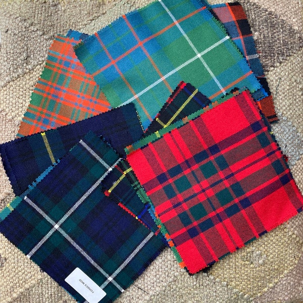 Scottish Tartan fabric squares. Pack of 20.