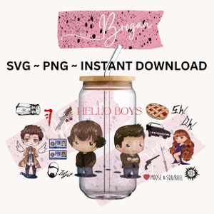 Supernatural  PNG UVDTF wrap, digital file. Libby wrap, cold cup wraps. Digital download product. Hello boys Sam Dean pie 16oz 24oz