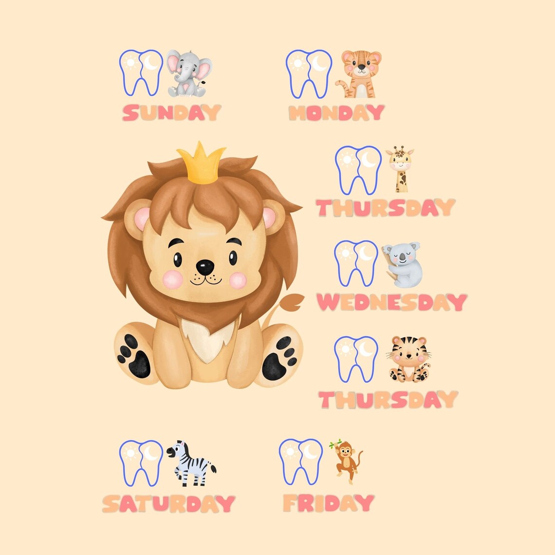 Personalized Tooth Brushing Schedule for Kids Promote Good Dental Care ...