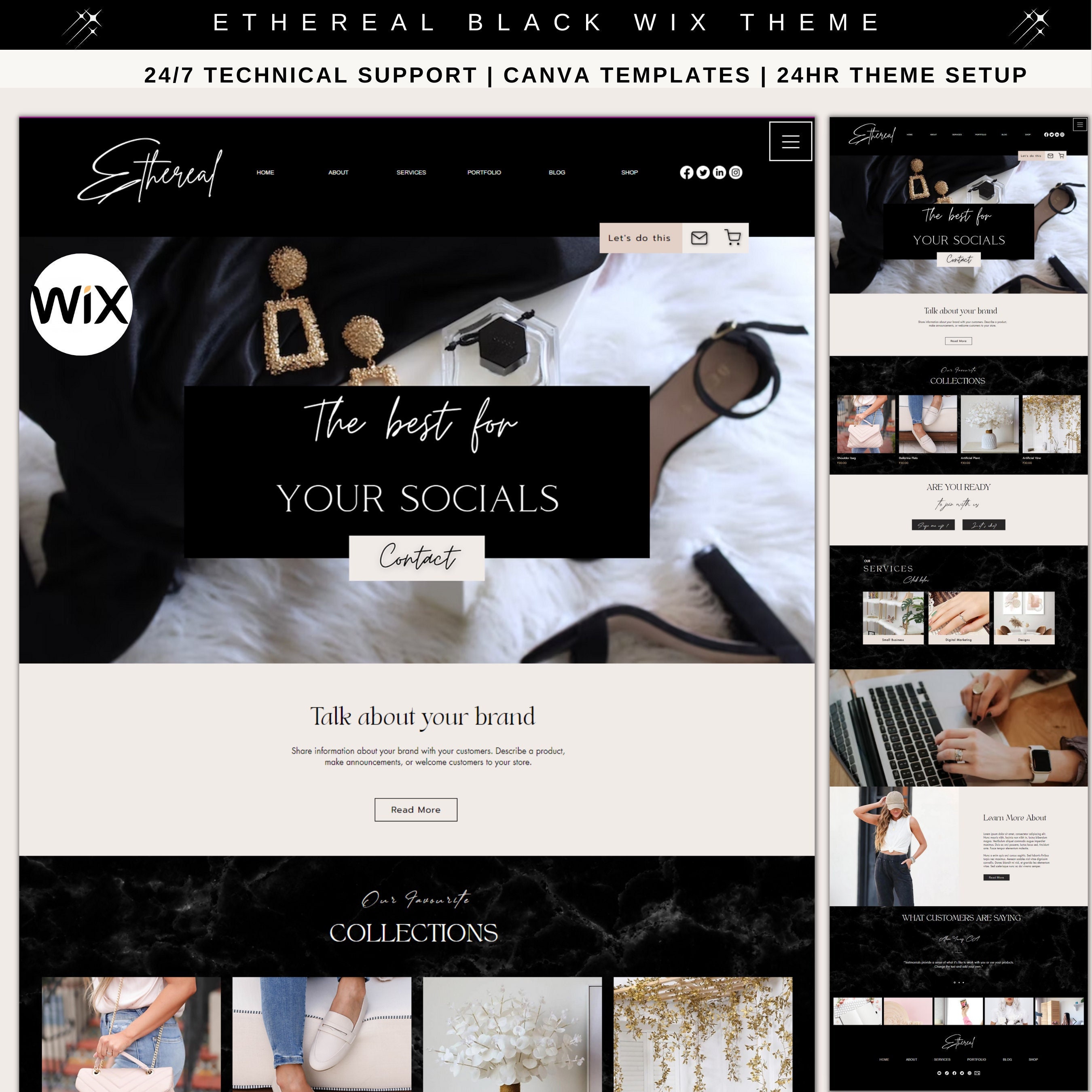 WIX Website Template Modern Aesthetic Website Design Dark - Etsy Australia