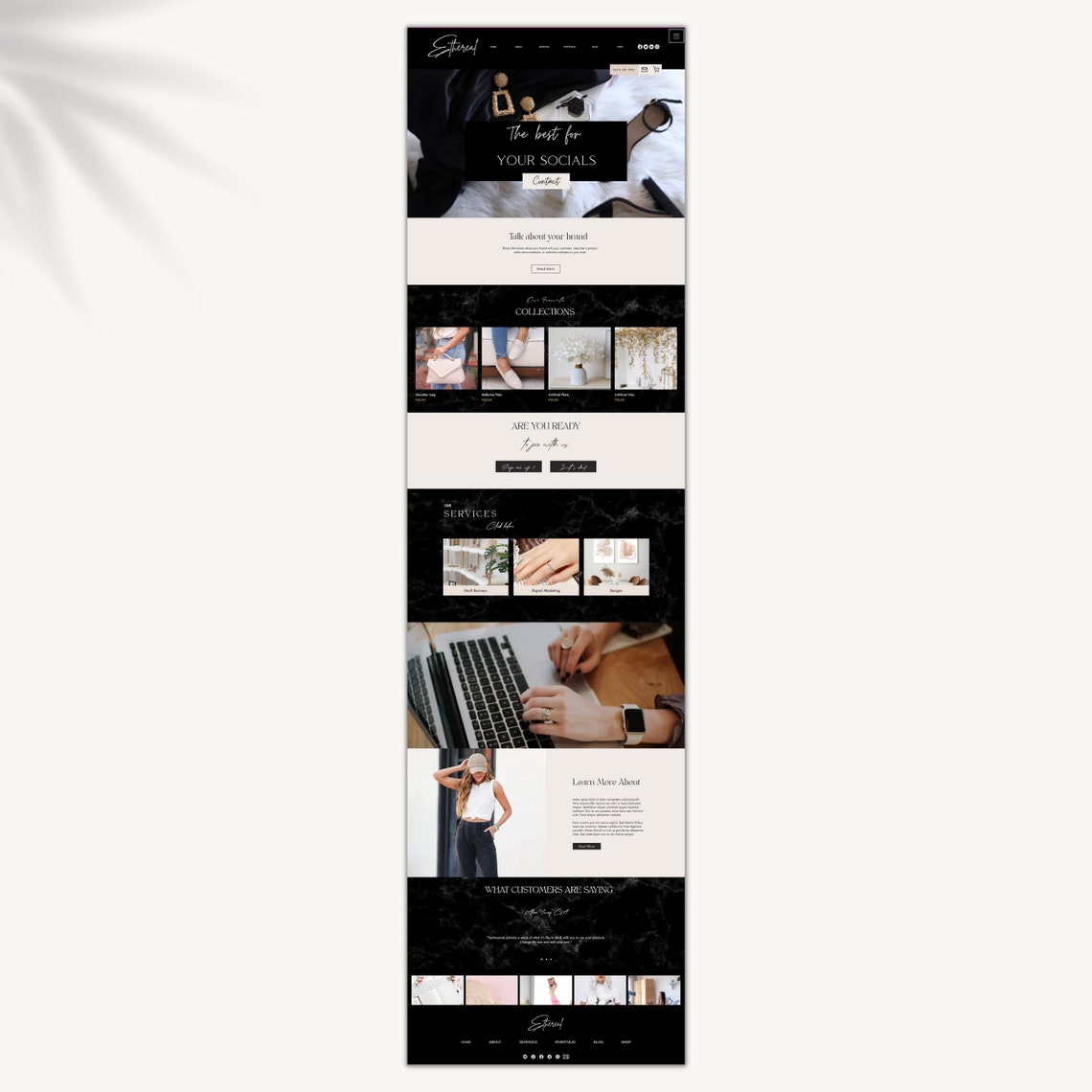 WIX site Template Modern Aesthetic site Design Dark Etsy