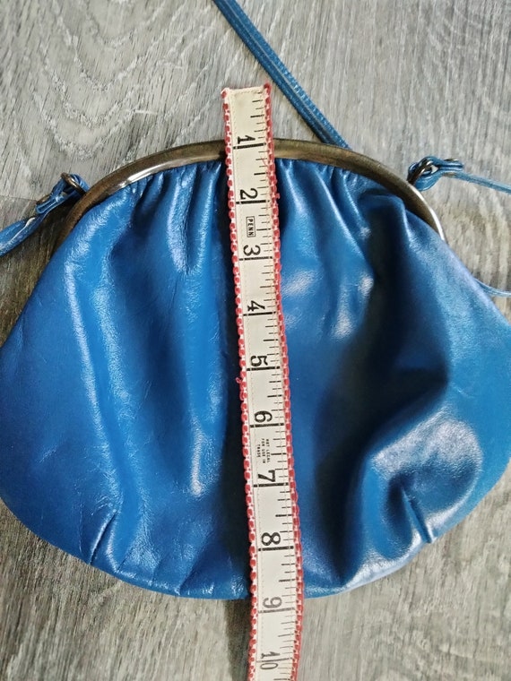 Vintage Faux Leather Blue Purse - image 5