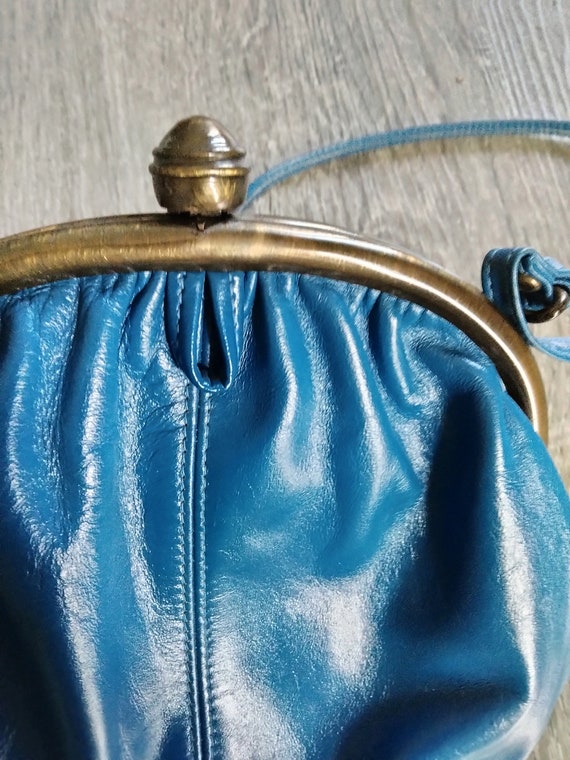 Vintage Faux Leather Blue Purse - image 3