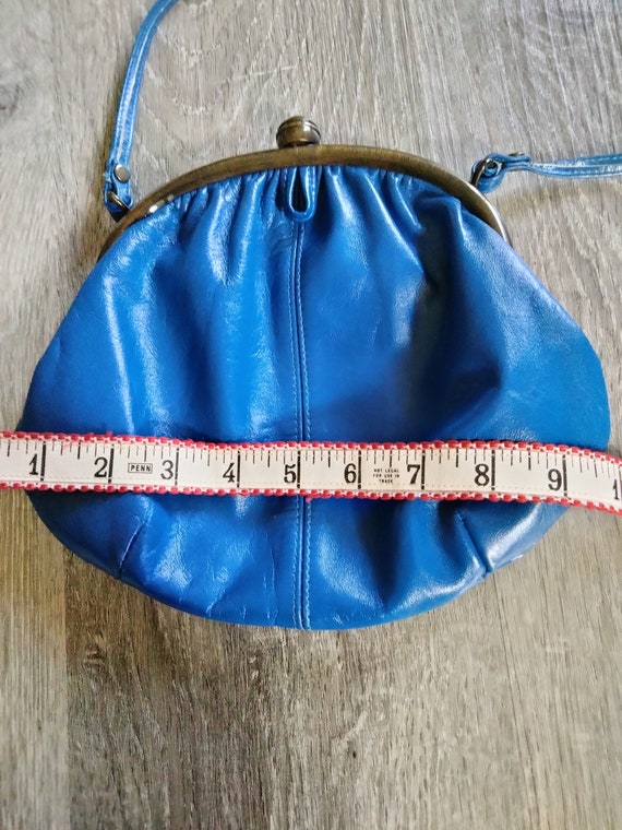 Vintage Faux Leather Blue Purse - image 4