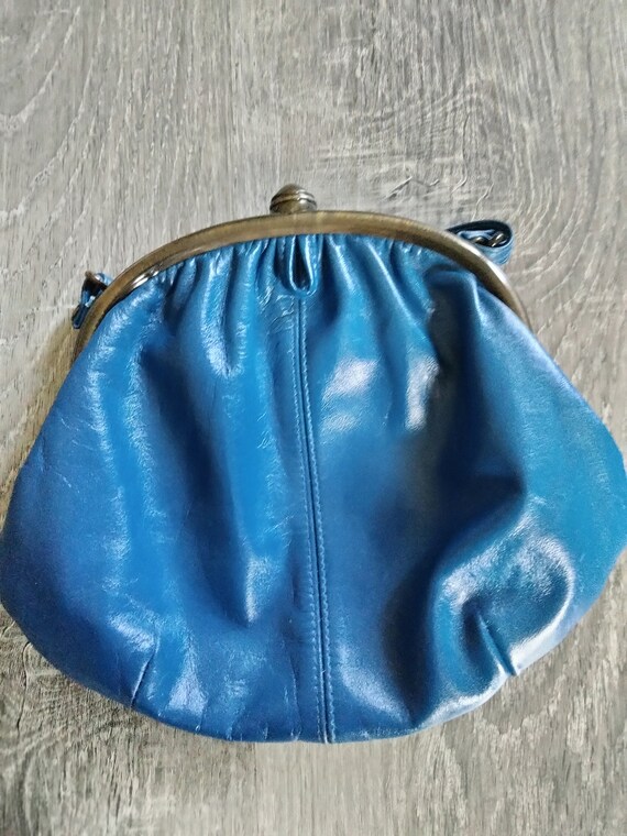 Vintage Faux Leather Blue Purse - image 2