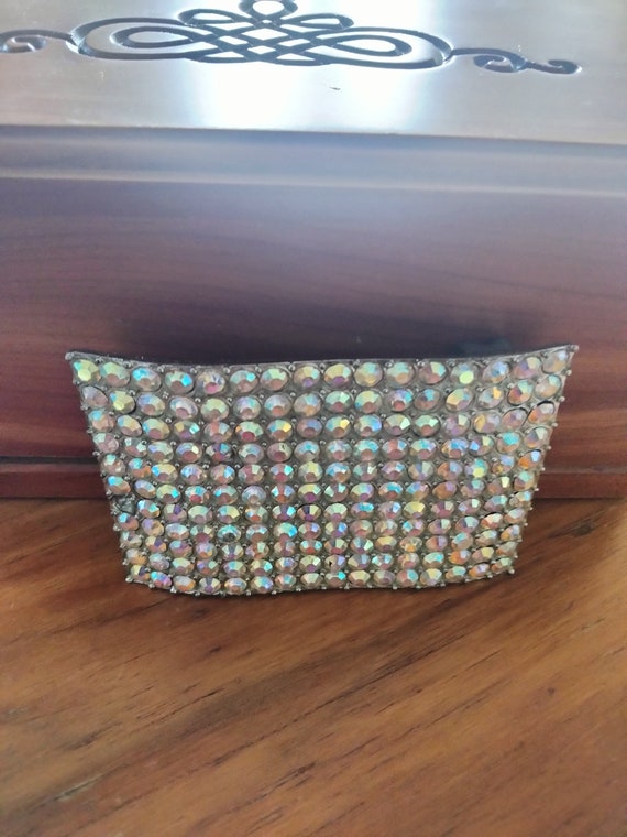 Vintage crystal rhinestone belt buckle