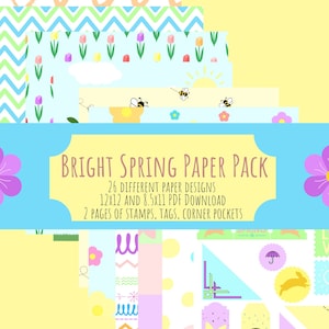 Bright Spring Paper Pack and Ephemera Kit (Junk Journal & Scrap-booking)