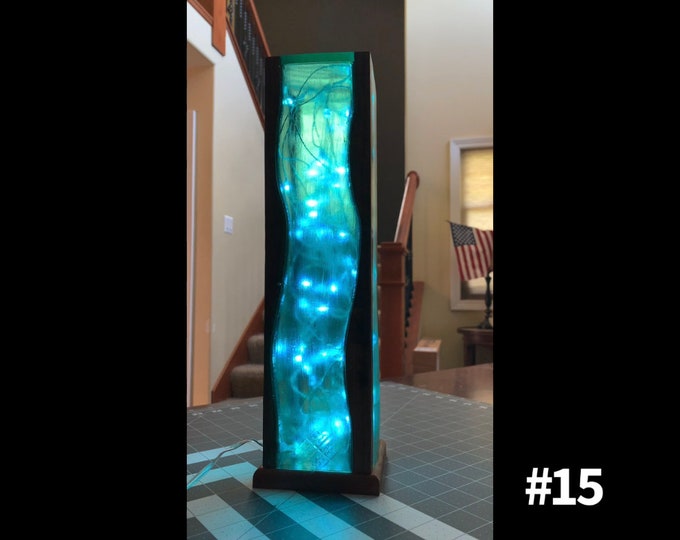 Black Walnut Epoxy Resin LED Lamp 15 Etsy