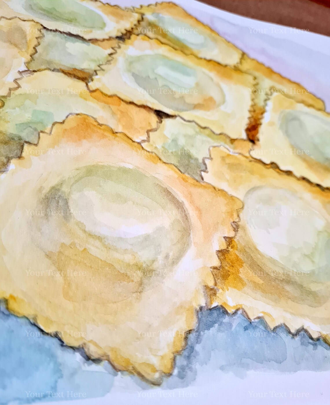 Italian Ravioli Pasta Watercolor Painting Instant Download Etsy