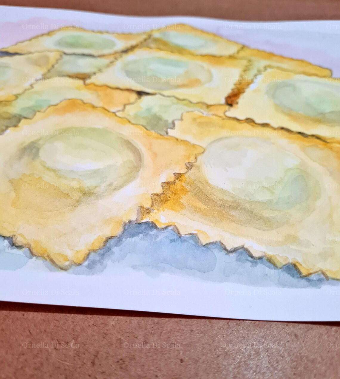 Italian Ravioli Pasta Watercolor Painting Instant Download Etsy