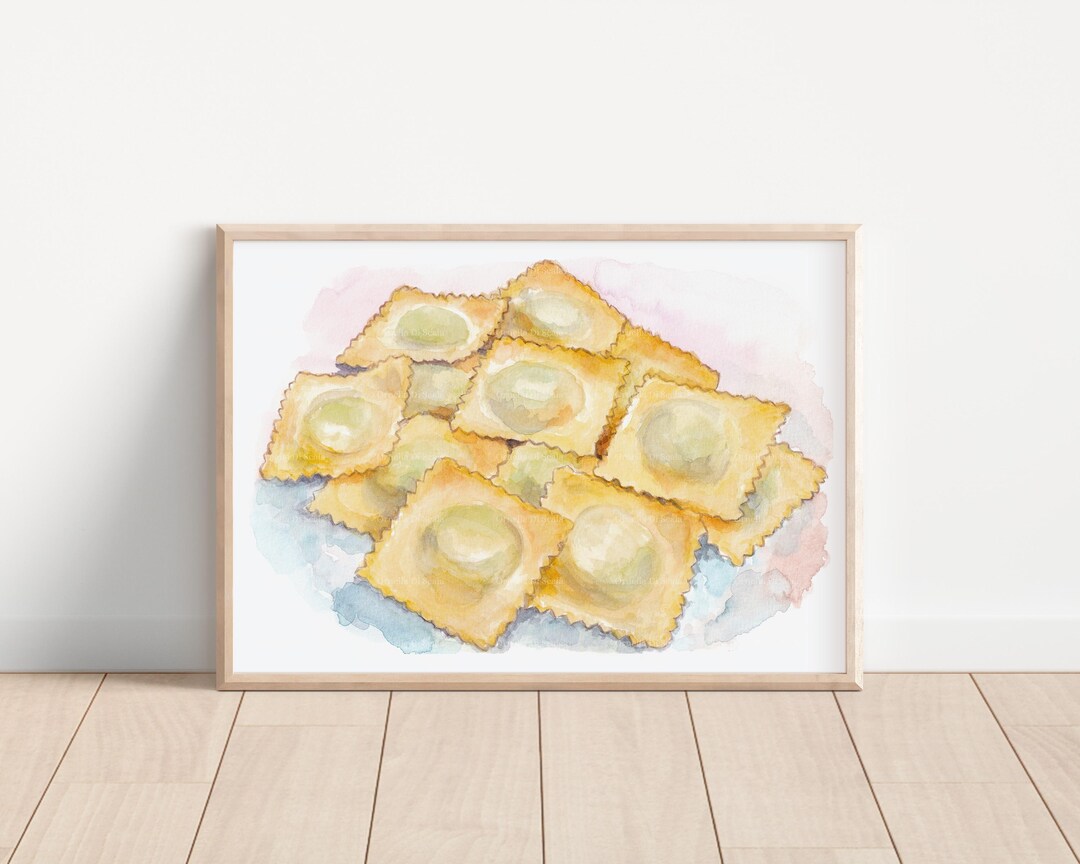 Ravioli Watercolor Printable Art Italian Pasta Kitchen Decor Instant ...