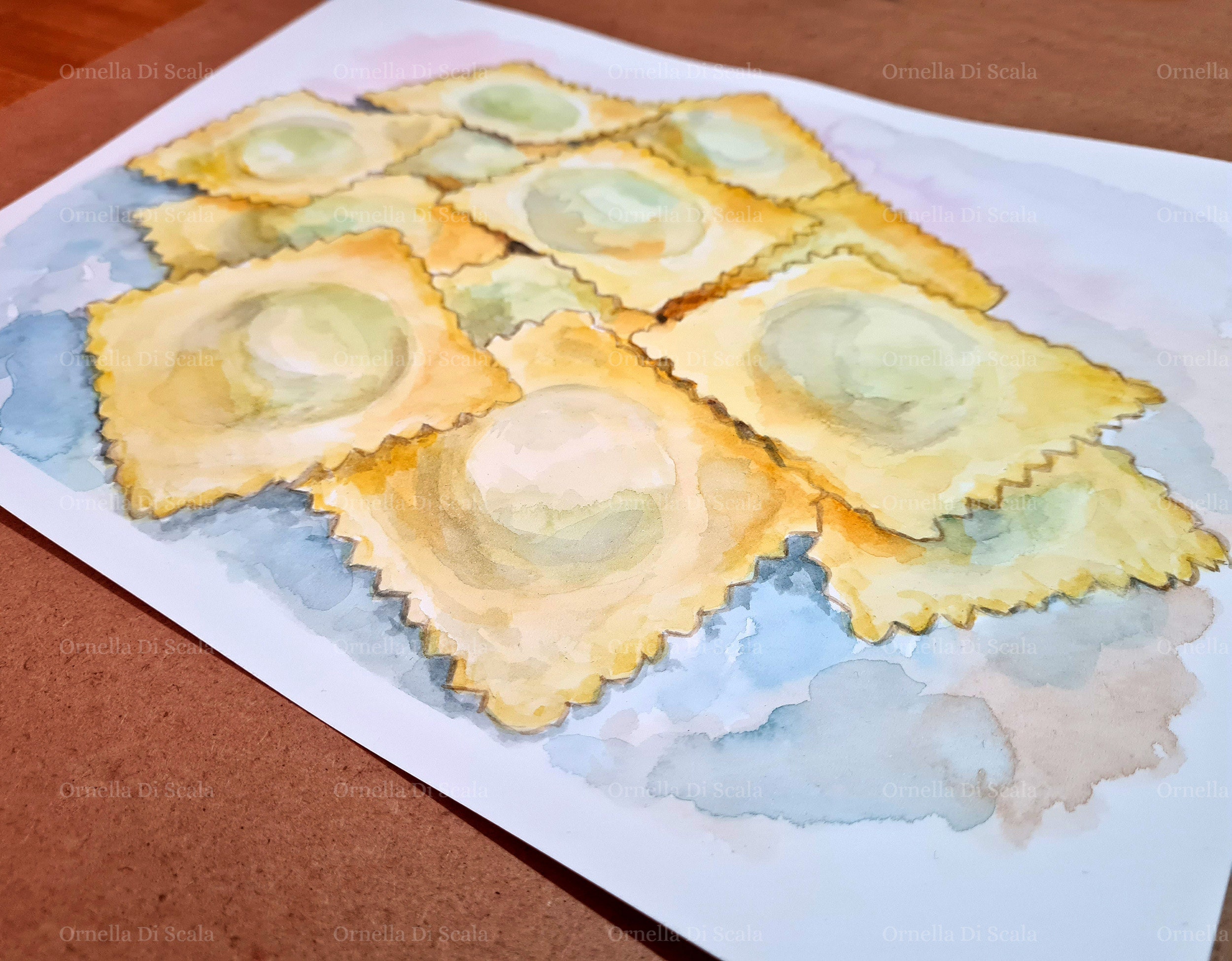 Italian Ravioli Pasta Watercolor Painting Instant Download Etsy