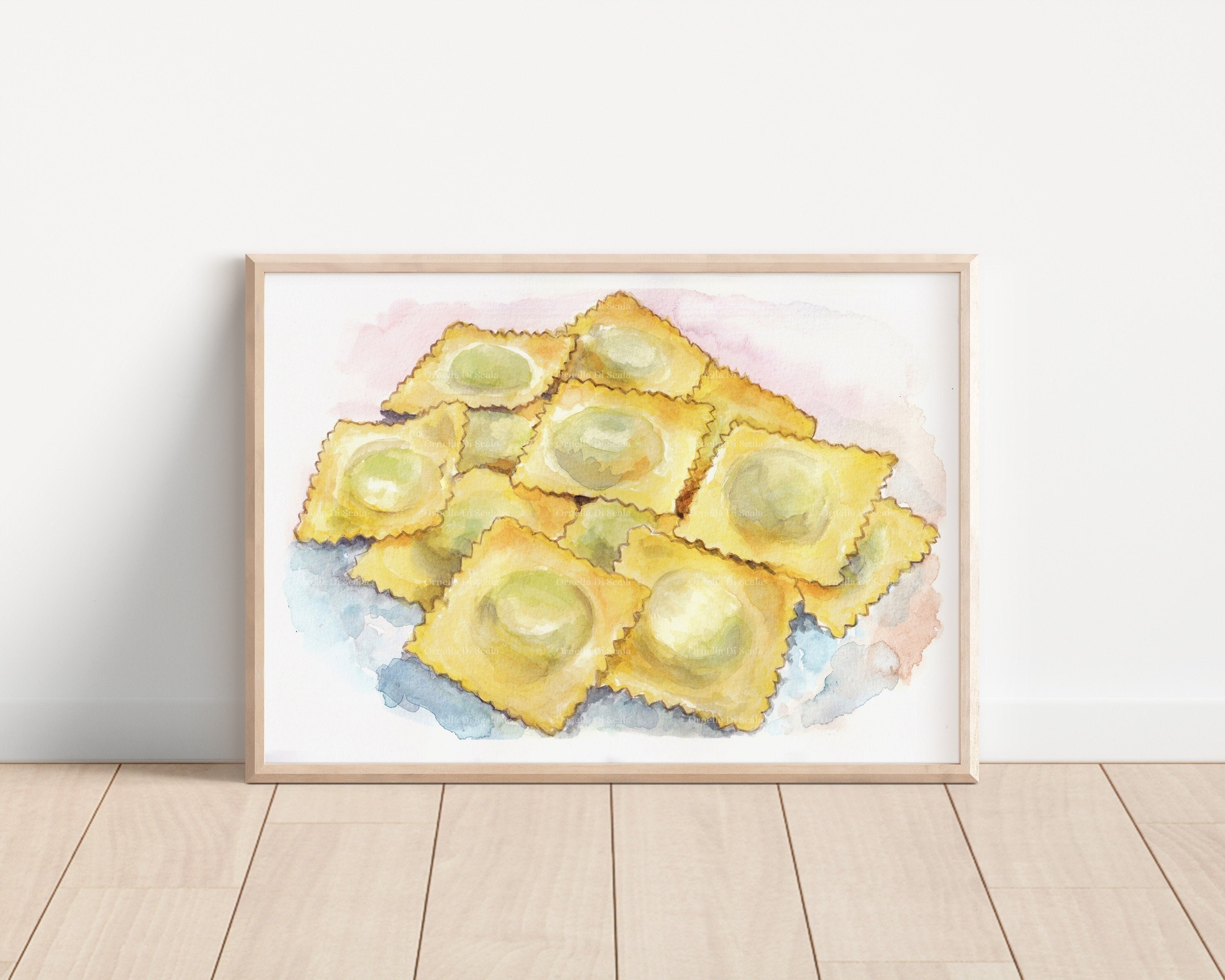 Italian Ravioli Pasta Watercolor Painting Instant Download Etsy