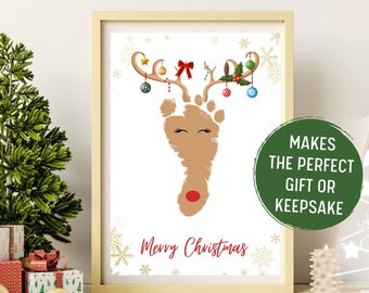 Reindeer Footprint Art: DIY Christmas Keepsake or Gift (Digital Download)