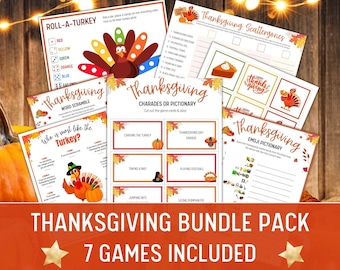 Thanksgiving Games Bundle: Charades, Scattergories, Emoji Quiz, Turkey Game (Printable)
