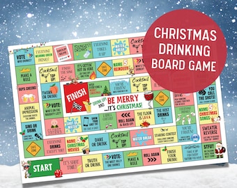 Christmas Drinking Game, Printable Christmas Board Game for Adults, Drinking Board Game, Drunk Christmas Game, Drink Up Christmas Board Game