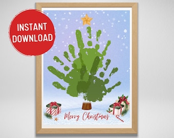 CHRISTMAS Tree Handprint, Christmas Kids Craft, Christmas Handprints Template, Christmas Tree Hands, DIY Christmas Gifts, Instant Download