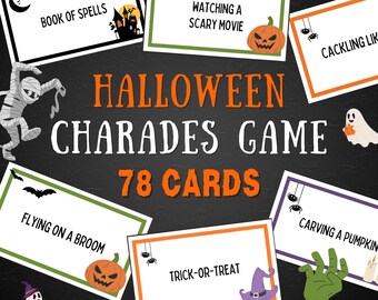 HALLOWEEN Charades, Halloween Pictionary, 78 Game Cards, Halloween Printable Party Games, Halloween Family Game, Halloween Games Kids Adults