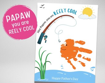 Papaw Father's Day Handprint Art: Fishing Gift (Digital Print)