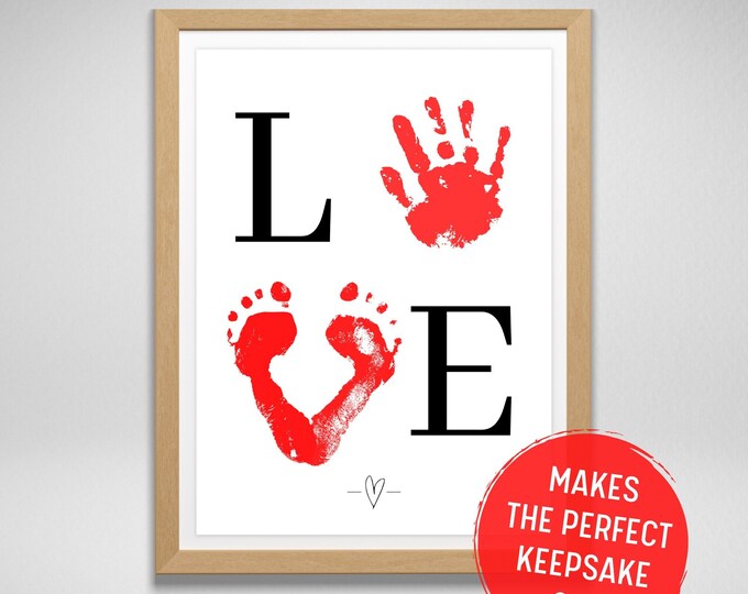 Valentine's Day Handprint Footprint Art Craft Set of 9, Love Valentines ...