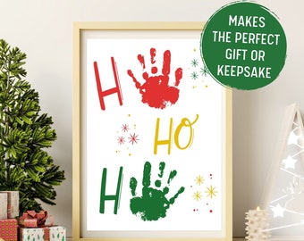 Christmas Handprint Ho Ho Ho, Christmas Craft, Holidays Handprint Template, Christmas Personalized DIY Gift, Santa HoHoHo Handprint Kids