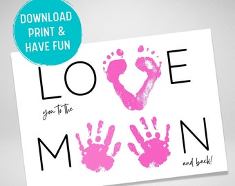 Mother's Day Handprint Art: 'Love You to the Moon' Keepsake (PDF)