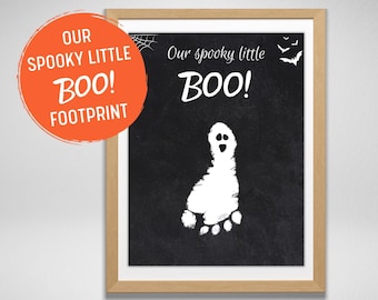 Spooky BOO Footprint: Halloween Wall Art Keepsake or Gift. Baby or Toddler Halloween Craft. Printable Halloween Template, Instant Download