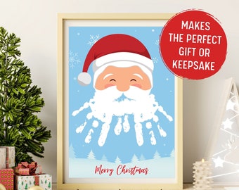 SANTA Handprint, Santa Christmas Kids Craft, Santa Handprints Template, Christmas Personalized Gift, DIY Christmas Gifts, Holidays Template