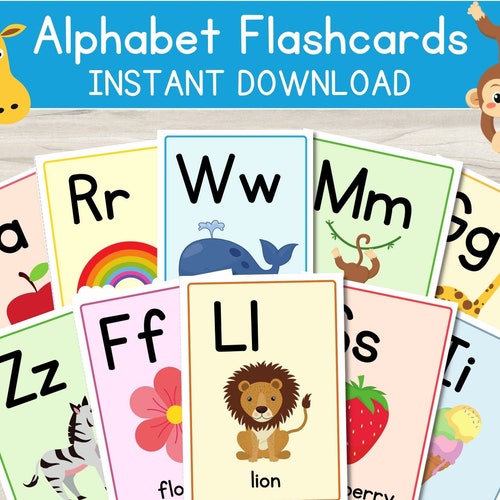 Alphabet Flash Cards Printable ABC Flash Cards Download &amp; - Etsy