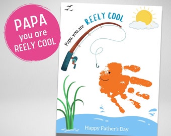 Papa Father's Day Handprint Art: Fishing Gift (Digital Print)
