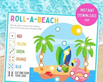 Roll-A-Beach Dice Game: Summer Family Fun (Printable Digital Download)