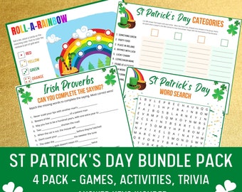 Printable St Patrick's Day Games Bundle: Irish Trivia, Scattergories (PDF)